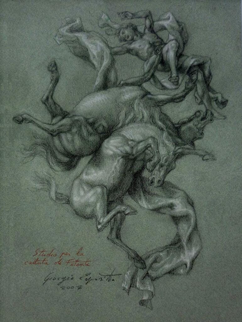Studio cavalli - Bozzetto per la Caduta di Fetonte - Giorgio Esposito