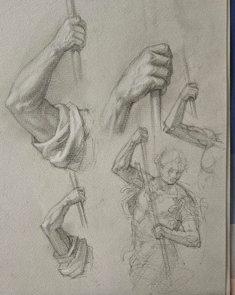 Studi mani - Bozzetto per San Michele Arcangelo – Giorgio Esposito