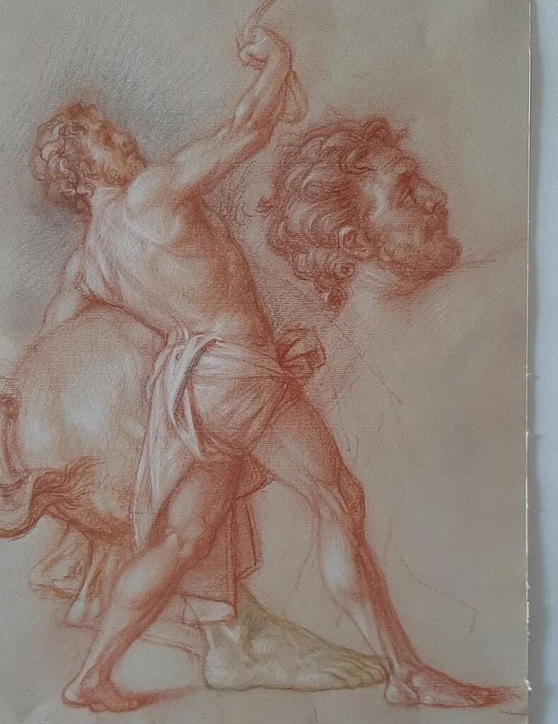 Studio uomo e testa - Bozzetto per Omnia possum in eo qui me confortat – Giorgio Esposito