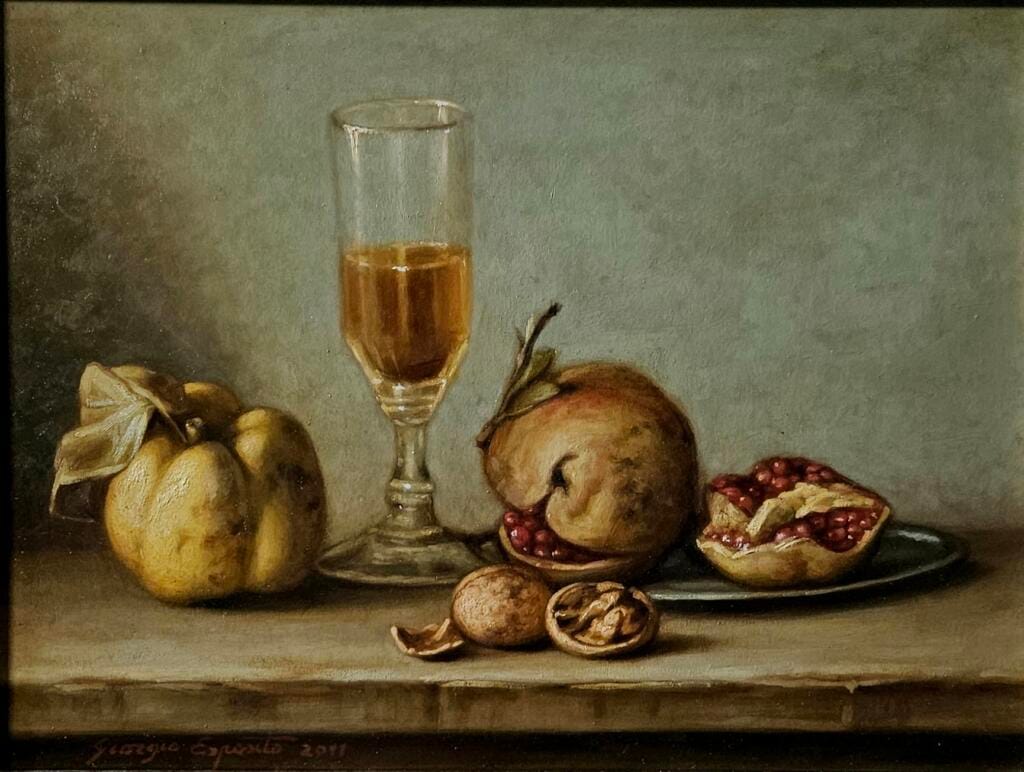 Natura morta con cotogna, noci e melagrane – Giorgio Esposito
