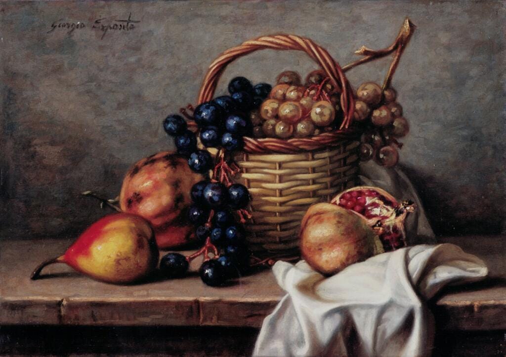 Natura morta con uva, pere e melagrane – Giorgio Esposito